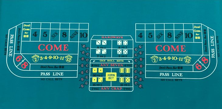 8ft x 62in Craps Double Layout Backed, Green (Billiard Cloth) main image